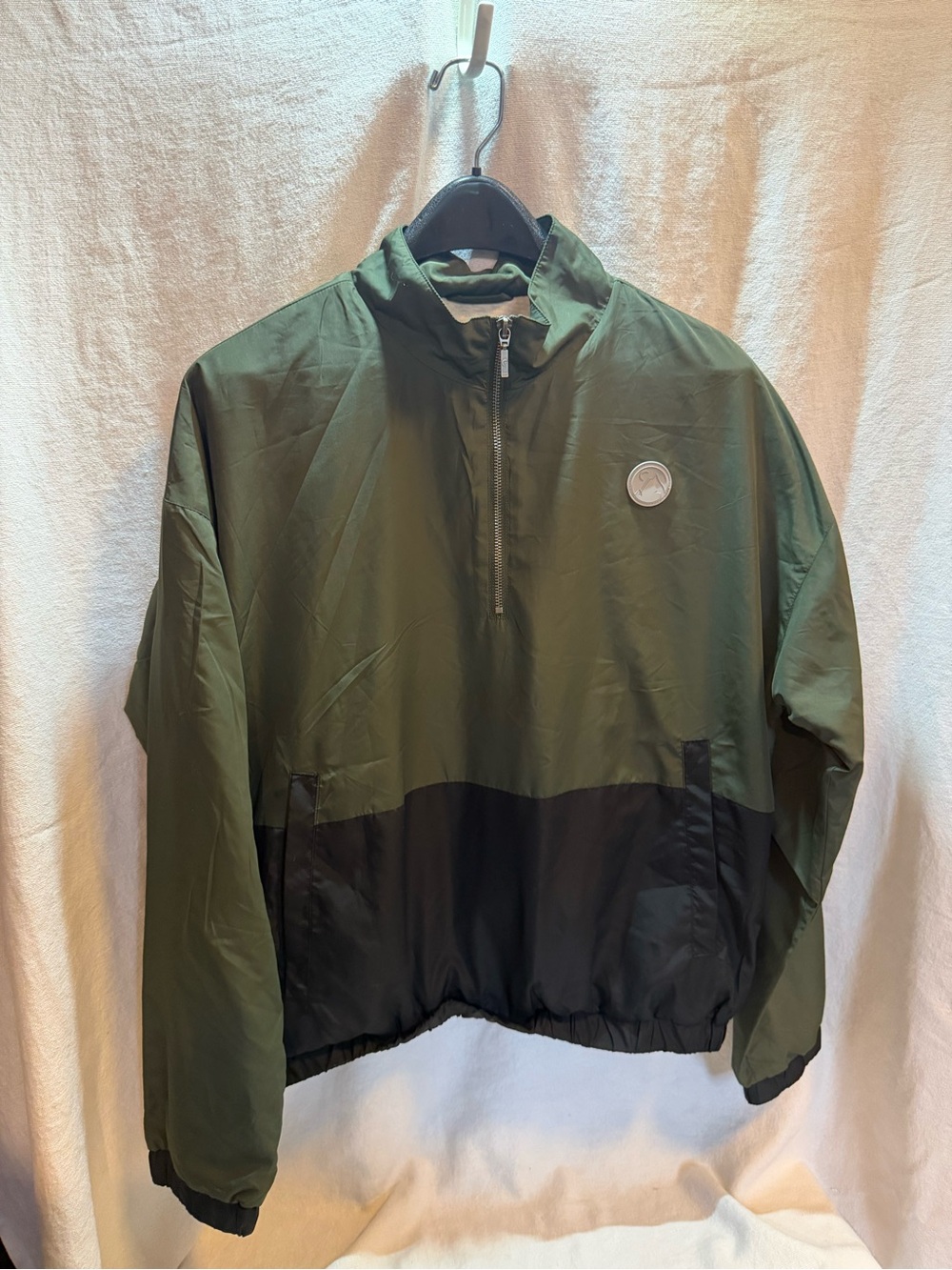 Zyia Olive and Black Half-Zip Windbreaker Jacket